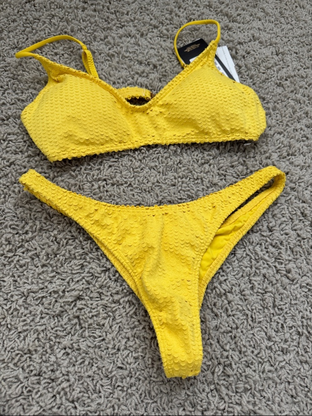 Vix Yellow Textured Swim Bikini Set